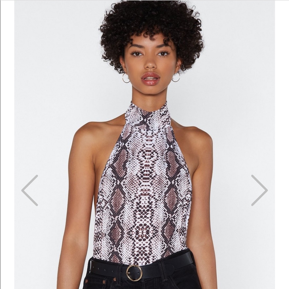 Nasty Gal Snake A Move halter bodysuit